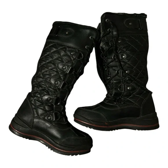 Women's banff Trail Black Quilted Tall Winter Boots - Picture 2 of 6